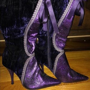Hype purple suede cowboy style knee high boots